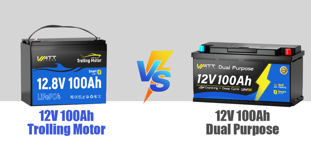 WattCycle 12V 100Ah Trolling Motor Battery vs 12V 100Ah Dual Purpose Battery
