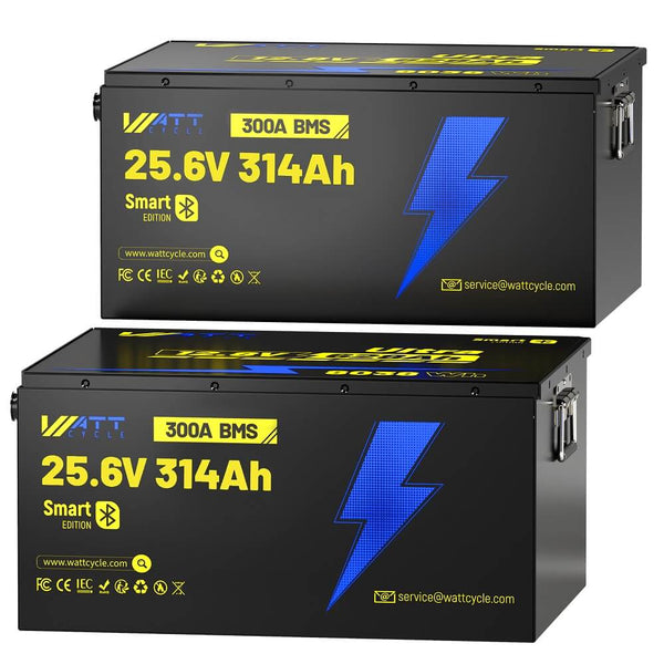 2 Pack of WattCycle 24V 314Ah Ultra LiFePO4 Battery with Bluetooth