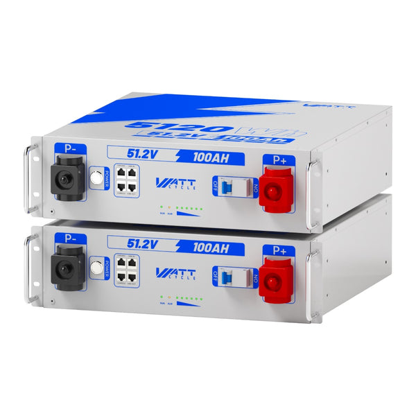 2 Pcs WattCycle 48V 100Ah 3U Server Rack Battery with Bluetooth