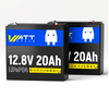2 pcs WattCycle 12V 20Ah Deep Cycle LiFePO4 Lithium Batteries