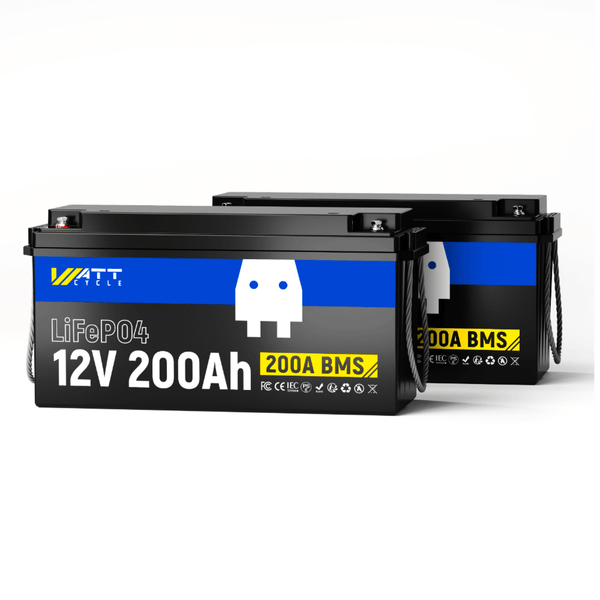 2 pcs WattCycle 12V 200Ah LiFePO4 Deep Cycle Lithium Batteries