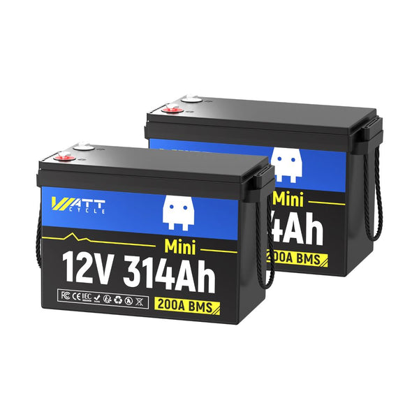 2pcs WattCycle 12V 314Ah Mini Deep Cycle Lithium Battery