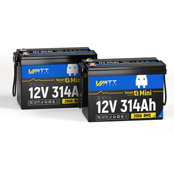 2pcs of WattCycle 12V 314Ah Mini Self Heating Battery with Bluetooth