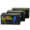 3 Pack of WattCycle 24V 314Ah Ultra LiFePO4 Battery with Bluetooth