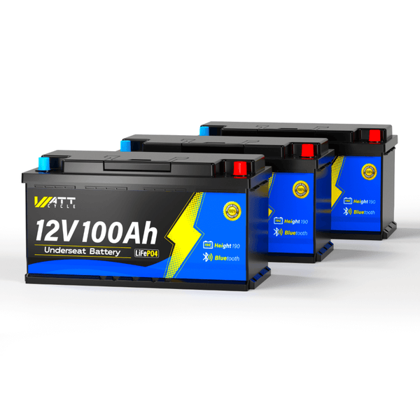 3 pack of WattCycle 12V 100Ah Caravan Leisure Battery with Bluetooth