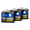 3 pcs WattCycle 12V 100Ah Deep Cycle LiFePO4 Batteries