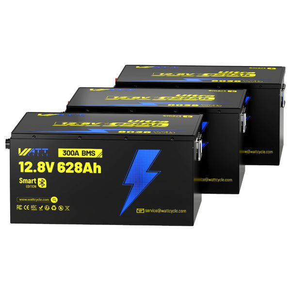 3 pcs of WattCycle 12V 628Ah Ultra Bluetooth LiFePO4 Battery