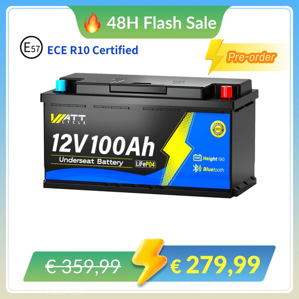 【⚡ Precomandă】Baterie WattCycle 12V 100Ah pentru rulote și agrement cu Bluetooth | DIN H8