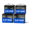 4 pack WattCycle 12V 100Ah Deep Cycle Trolling Motor Battery with Bluetooth