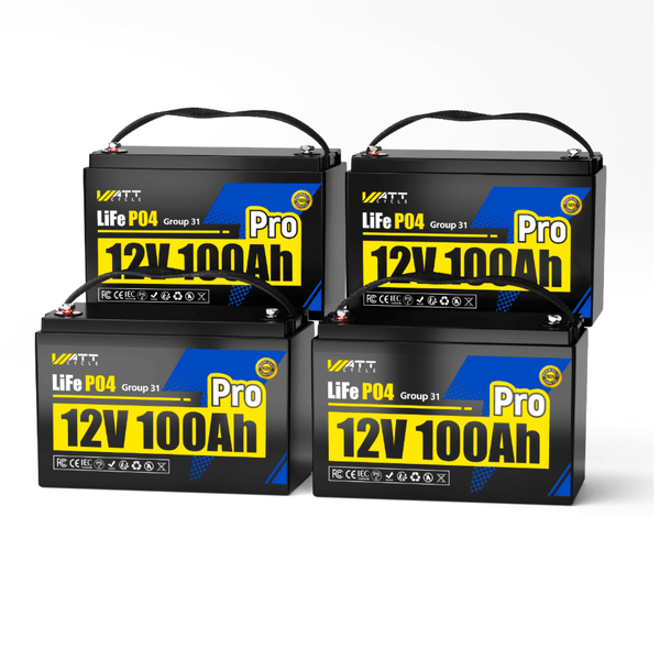 4 pack WattCycle 12V 100Ah Pro Lithium Leisure Battery with 110A BMS