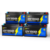 4 pack of WattCycle 12V 100Ah Caravan Leisure Battery with Bluetooth