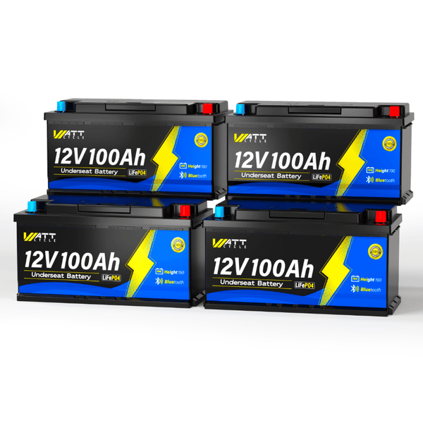 4 pack of WattCycle 12V 100Ah Caravan Leisure Battery with Bluetooth
