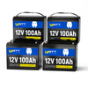 4 pcs WattCycle 12V 100Ah Deep Cycle LiFePO4 Batteries