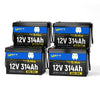 4 pcs of WattCycle 12V 314Ah Mini LiFePO4 Battery with Bluetooth