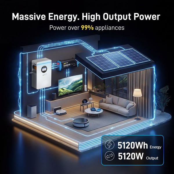 【🌸 Mother’s Day Sale】WattCycle 48V 100Ah Wall-mounted Solar Battery with Active Balance & Bluetooth