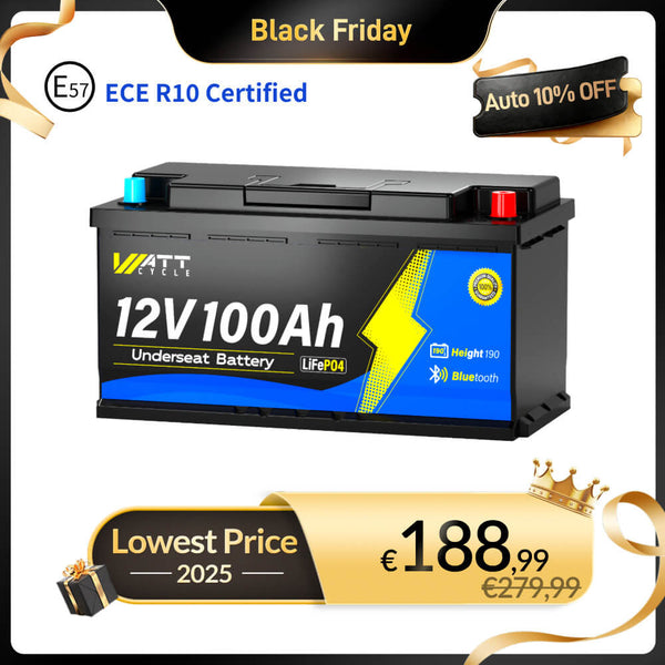 【🛒 Black Friday】WattCycle 12V 100Ah Camper Leisure Battery with Bluetooth | DIN H8