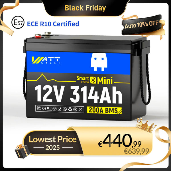 【🛒 Black Friday】WattCycle 12V 314Ah Mini LiFePO4 Battery with Bluetooth
