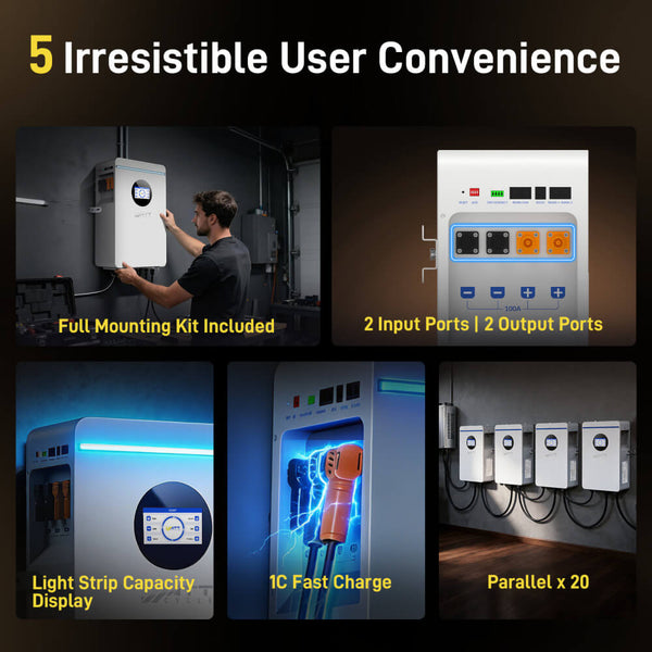 【📦 Pickup at Warehouse】WattCycle 48V 100Ah Wall-mounted Home Battery with Bluetooth & 3A Active Balance