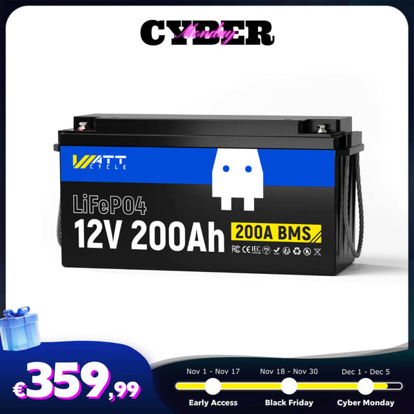 【🛒 Kibernetski ponedeljek】WattCycle 12V 200Ah LiFePO4 baterija z 200A BMS