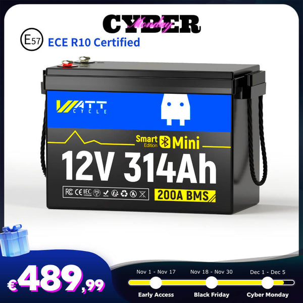 【🛒 Cyber Monday】WattCycle 12V 314Ah Mini LiFePO4 Battery with Bluetooth