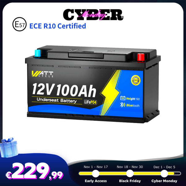 【🛒 Cyber ponedjeljak】WattCycle 12V 100Ah baterija za kampere s Bluetoothom | DIN H8