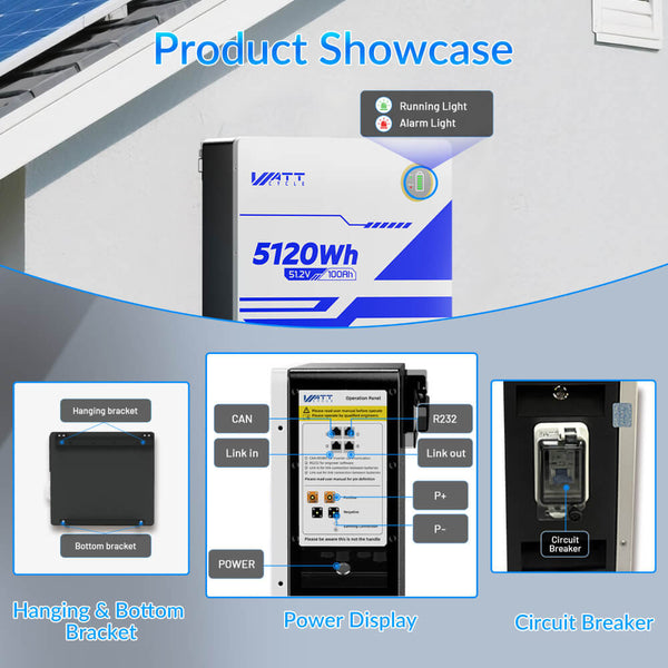 Details of WattCycle 48V(51.2V) 100Ah Wall Mount LiFePO4 Battery