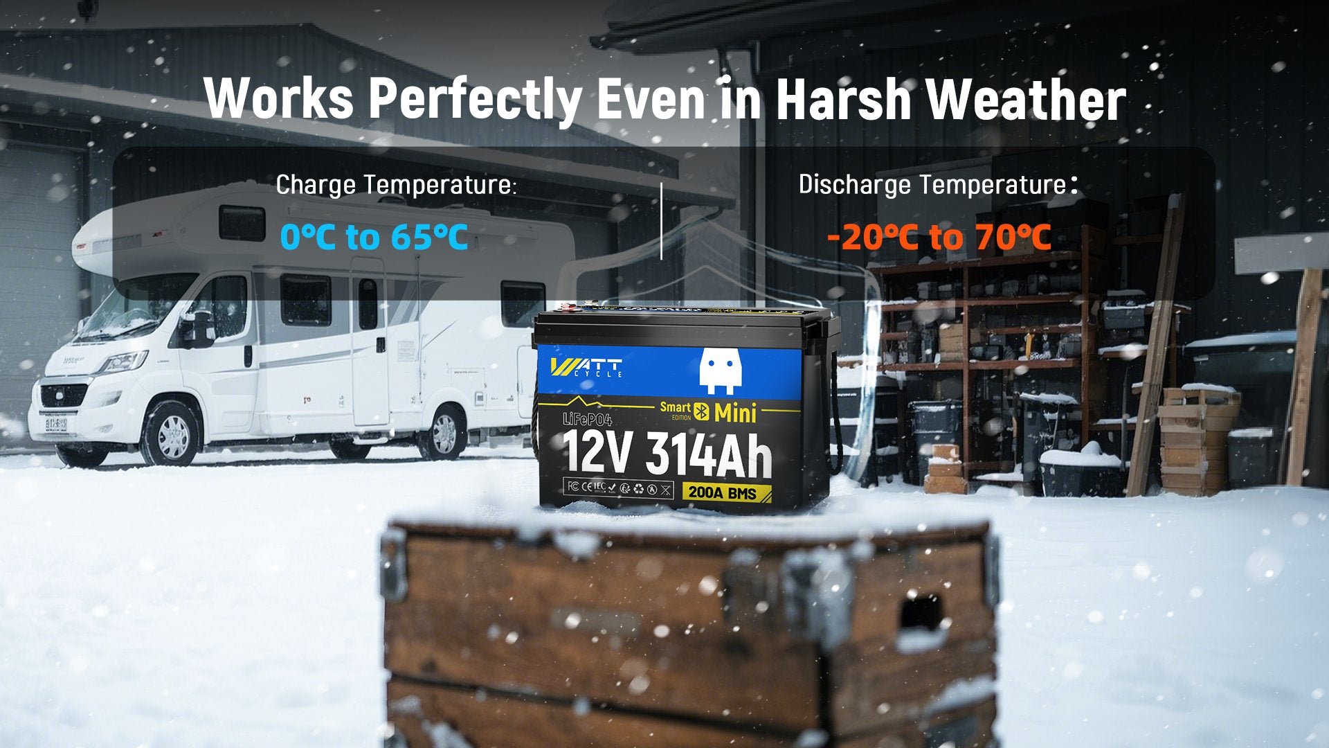Low-temp cut off feature of WattCycle 12V 314Ah Mini Bluetooth LiFePO4 Battery