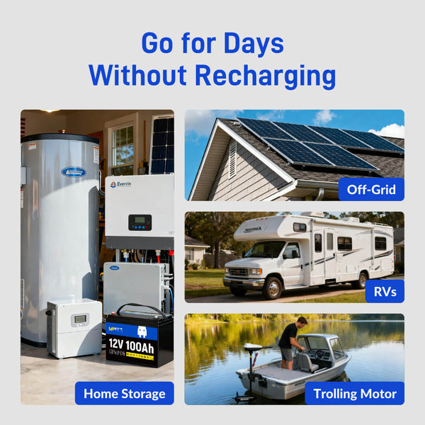 Multiple usage occasions of WattCycle 12V 100Ah Deep Cycle LiFePo4 Battery