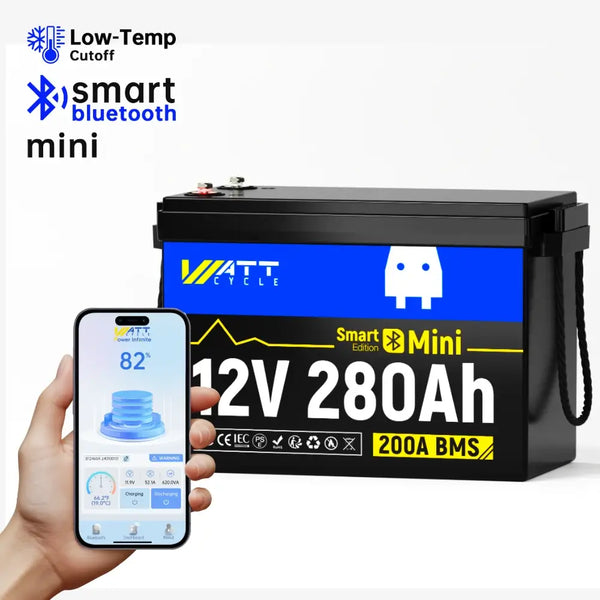 WattCycle 12V 280Ah Mini Lithium Leisure Battery with Bluetooth