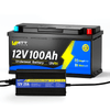 WattCycle 12V 100Ah Caravan Leisure Battery with Bluetooth with 14.6V 20A LiFePO4 battery charger