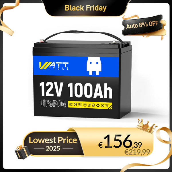 WattCycle 12V 100Ah Deep Cycle LiFePO4 Battery - WattCycle Black Friday Battery Sale