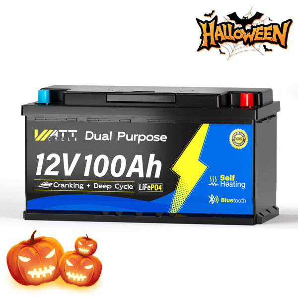 【⚡ Flash Sale】WattCycle 12V 100Ah Dual Purpose Marine Battery with Bluetooth and Self-heating