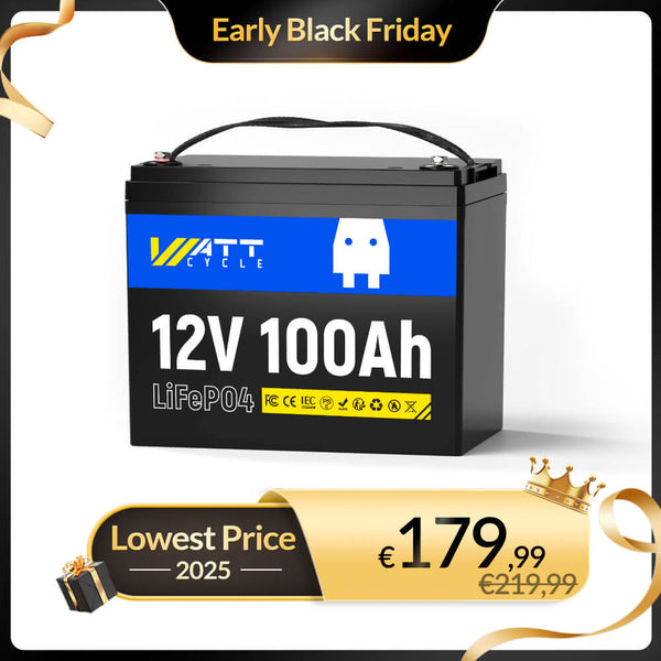 WattCycle 12V 100Ah Group 24 LiFePO4 Battery - Early Black Friday