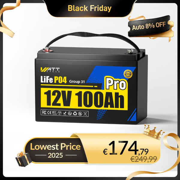 WattCycle 12V 100Ah Pro Lithium Leisure Battery with 110A BMS - WattCycle Black Friday Battery Sale