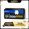WattCycle 12V 200Ah LiFePO4 Battery with 200A BMS - WattCycle Black Friday Battery Sale
