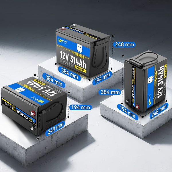 WattCycle 12V 314Ah Mini Bluetooth battery in different put methods