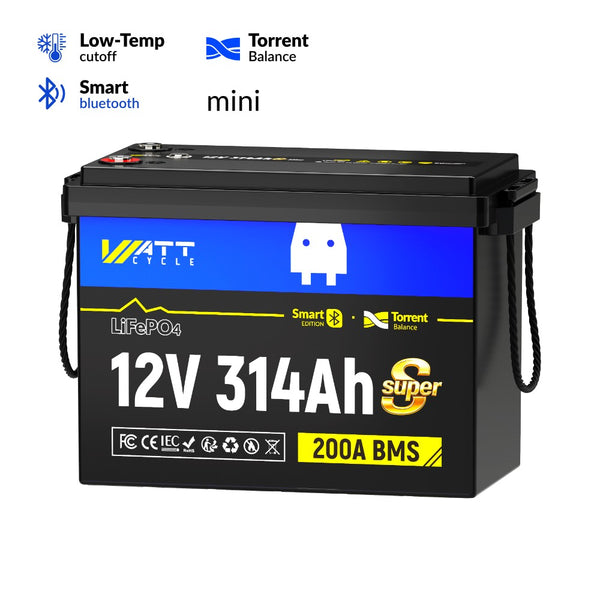 【⚡ Prevendita】Batteria WattCycle 12V 314Ah Mini Super LiFePO4 con Bluetooth &Active Balance