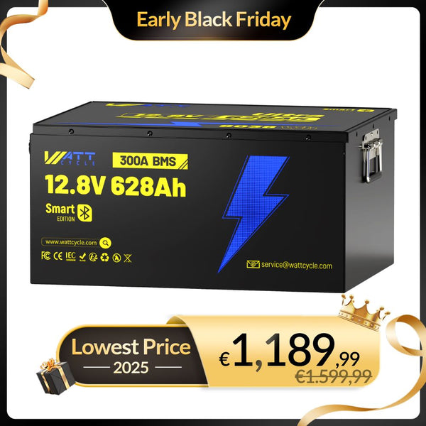 WattCycle 12V 628Ah Ultra Bluetooth LiFePO4 Battery - Early Black Friday