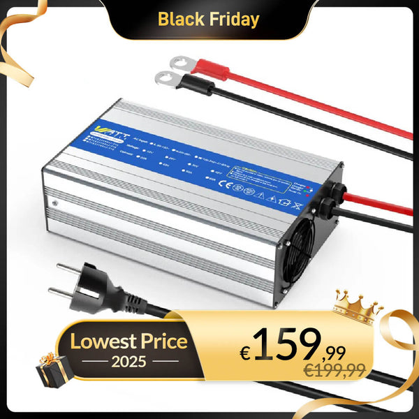 WattCycle 14,6V 40A AC-DC LiFePO4 Battery Charger - WattCycle Black Friday Battery Sale