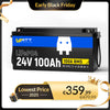 WattCycle 24V 100Ah Solar LiFePO4 Battery - Early Black Friday