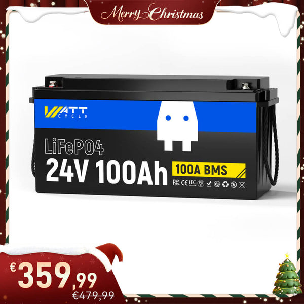 【🎄 【Promoção de Natal】Bateria WattCycle 24V 100Ah LiFePO4