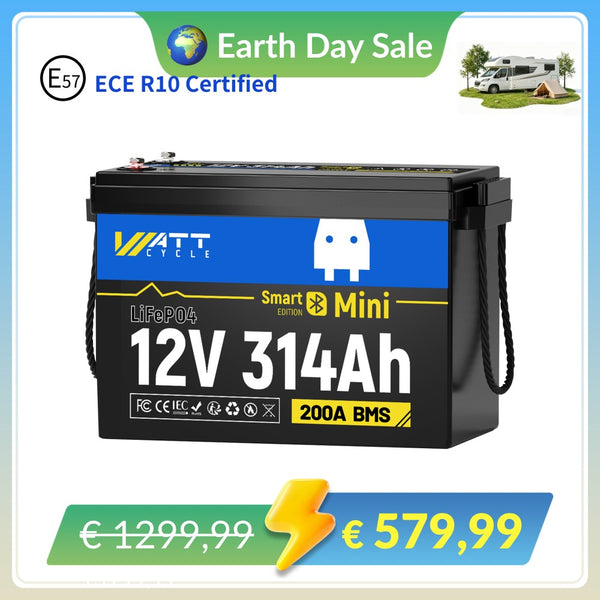 【🌍 Earth Day Sale】WattCycle 12V 314Ah Mini LiFePO4 Battery with Bluetooth | ECE R10 Certified