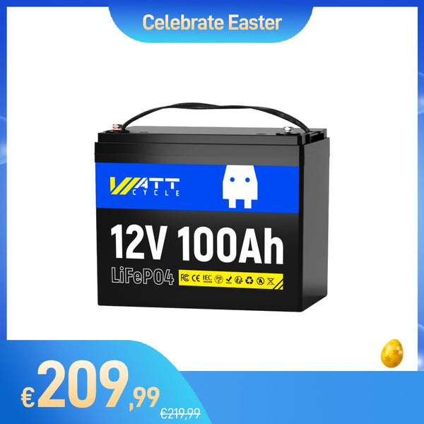 【🐣 Oferta de Pascua】Batería WattCycle de 12 V y 100 Ah de ciclo profundo LiFePO4