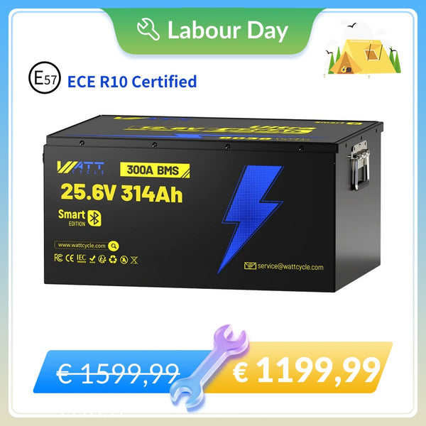 【🔧【Aktionstag: WattCycle 24V 314Ah Ultra LiFePO4-Akku mit Bluetooth | ECE R10-zertifiziert