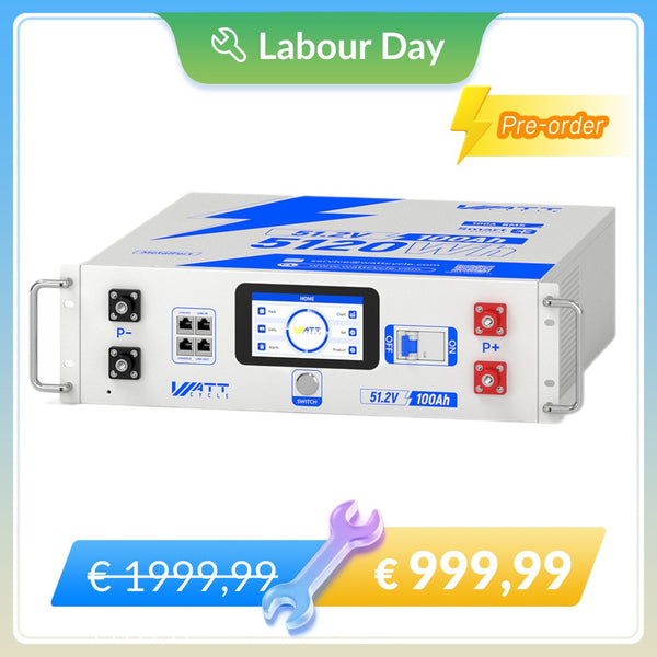 【⚡ 【Vorbestellung】WattCycle 48V 100Ah 3U Server-Rack-Batterie mit Bluetooth – Neue Version
