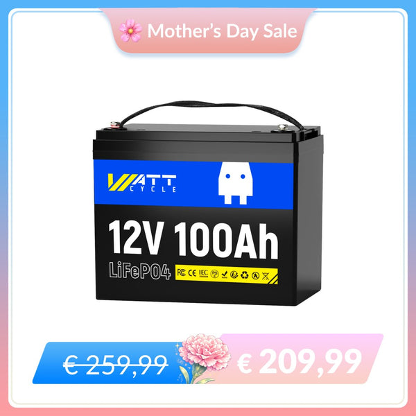 【🌸 Mother’s Day Sale】WattCycle 12V 100Ah Deep Cycle LiFePO4 Battery