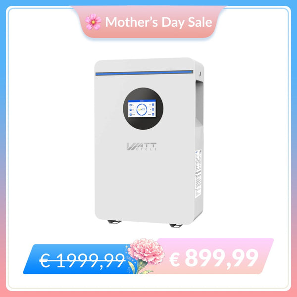 【🌸 Mother’s Day Sale】WattCycle 48V 100Ah Wall-mounted Solar Battery with Active Balance & Bluetooth