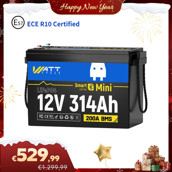 WattCycle New Year Sale - 12V 314Ah Mini LiFePO4 Battery with Bluetooth