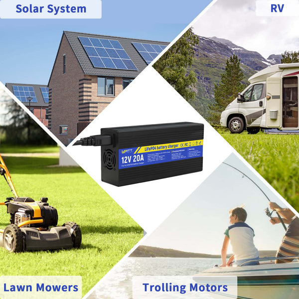 charged with WattCycle 12V 20A AC-DC LiFePO4 battery charger for multi-scenes