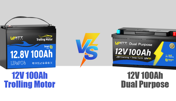 WattCycle 12V 100Ah Trolling Motor Battery vs 12V 100Ah Dual Purpose Battery